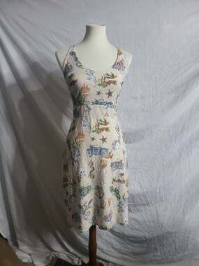 Vintage Harley-Davidson Tattoo Flash Print Halter Midi Dress Large